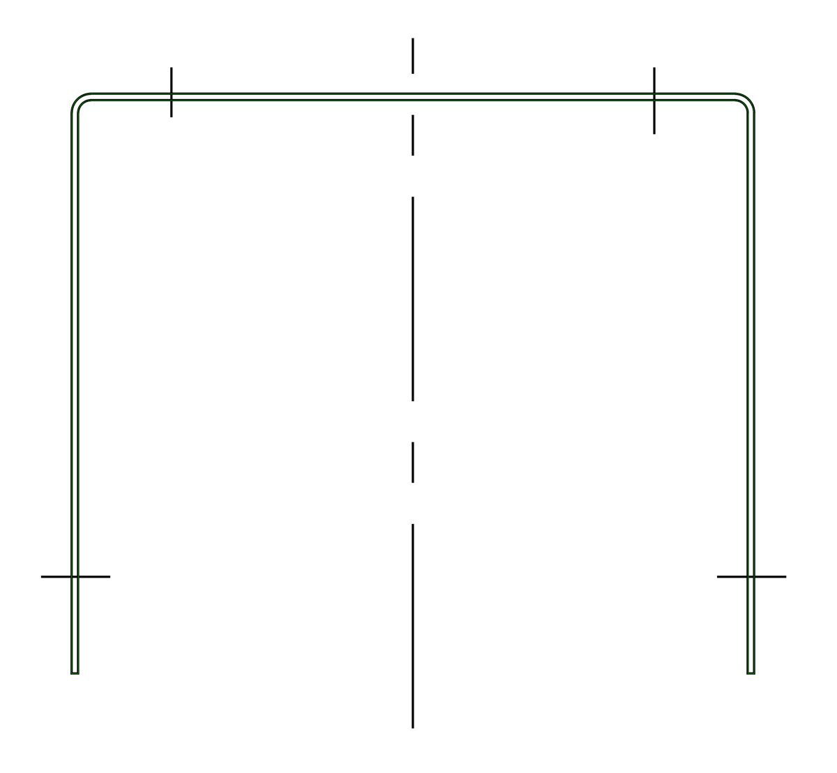 Model contour over the main view of the drawing