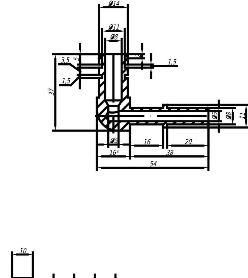 Drawing: Angled fitting