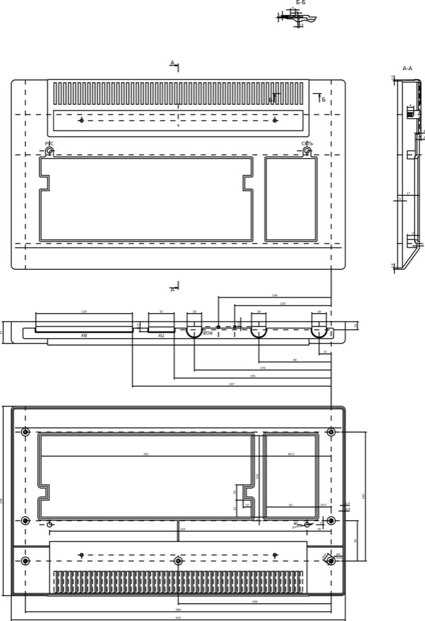 Drawing: Vector-06C case, top cover (plastic)