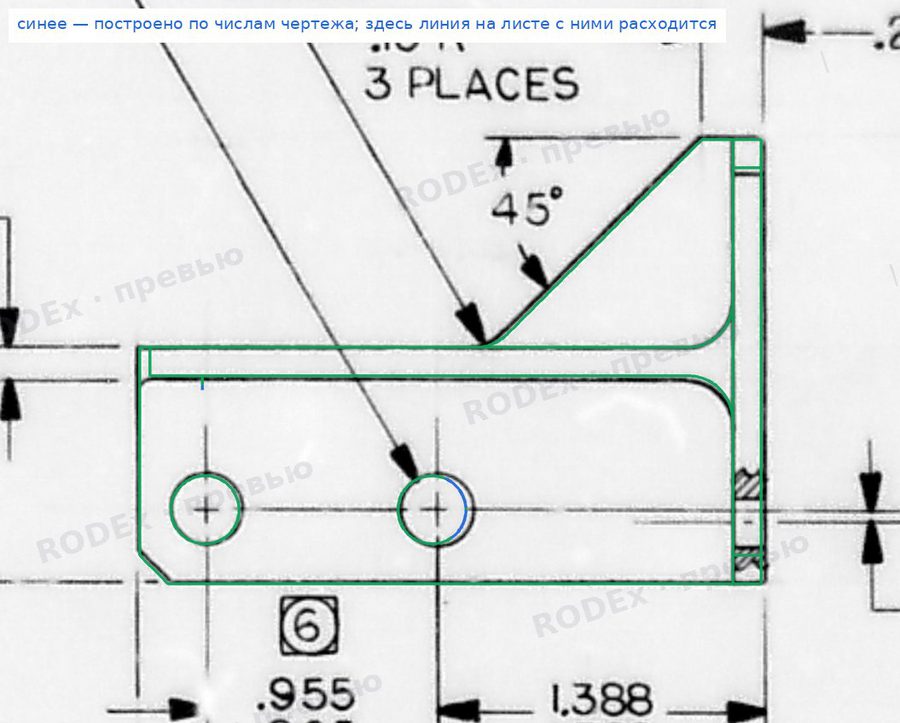 Model overlaid on the drawing: Angle bracket NASA 1004670 (AGC NAV DSKY)