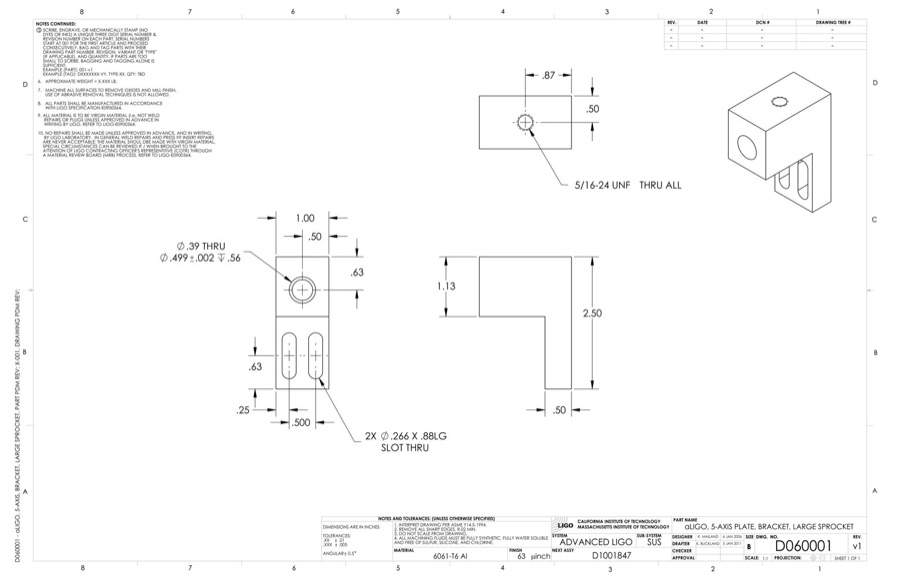 Drawing: aLIGO sprocket bracket D060001