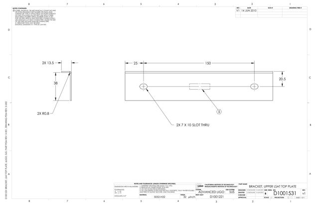 Drawing: D1001531 bracket, upper LSAT top plate